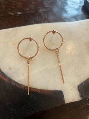 Uncommon James Rose Gold Hoop Earrings with Bar Drops - Women Jewelry
